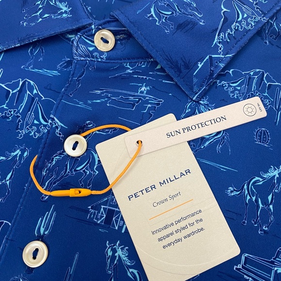 Peter Millar Other - Peter Millar “Outlaw” Performance Jersey Polo Golf Shirt Sport Navy‎ SMALL $110